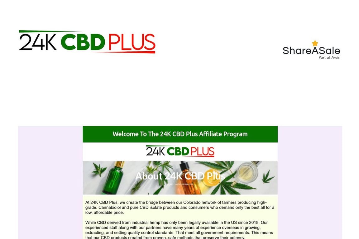 24KCBDPlus affiliate program signup page