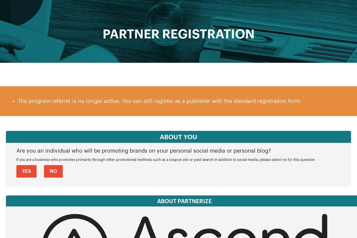 ALOHA affiliate program signup page