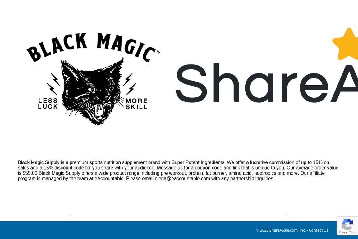 Black Magic Supply affiliate program signup page