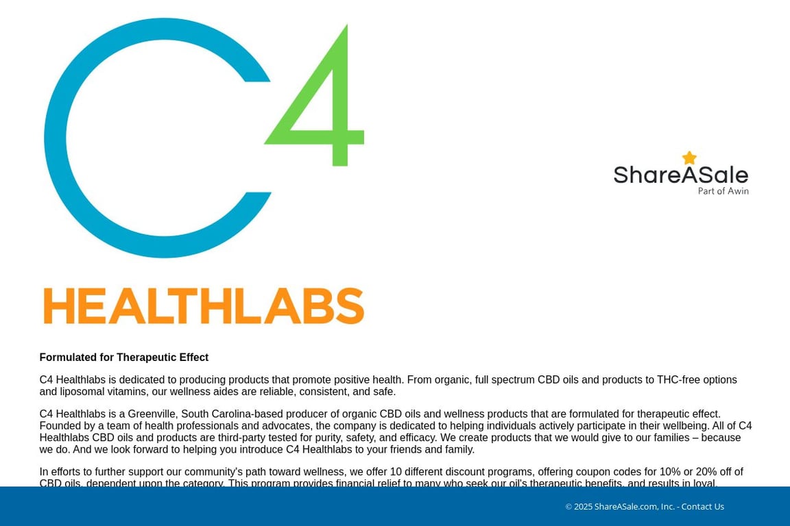 C4 Healthlabs affiliate program signup page