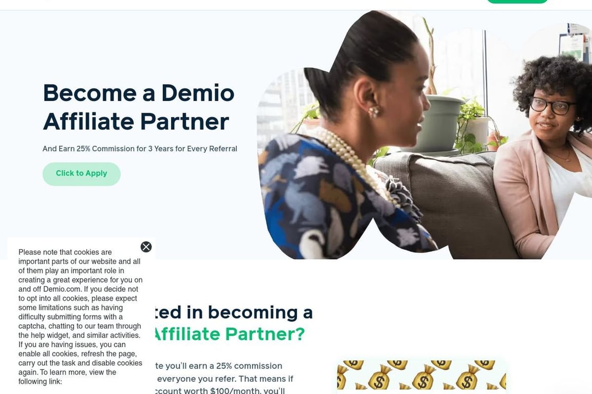 Demio affiliate program signup page