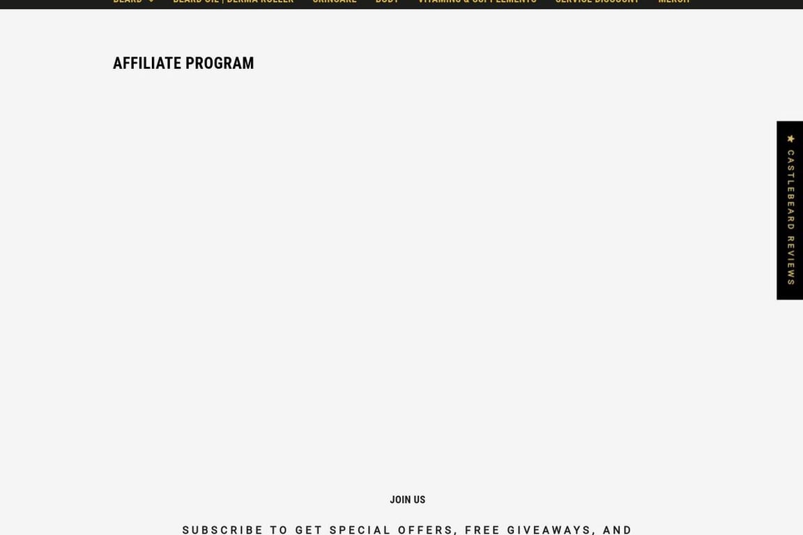 Castlebeard affiliate program signup page