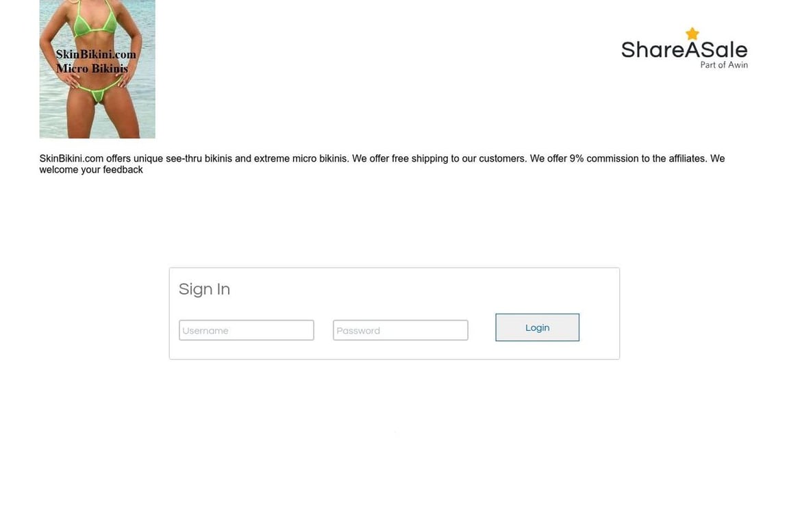 SkinBikini.com affiliate program signup page