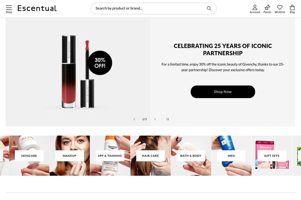 Escentual homepage