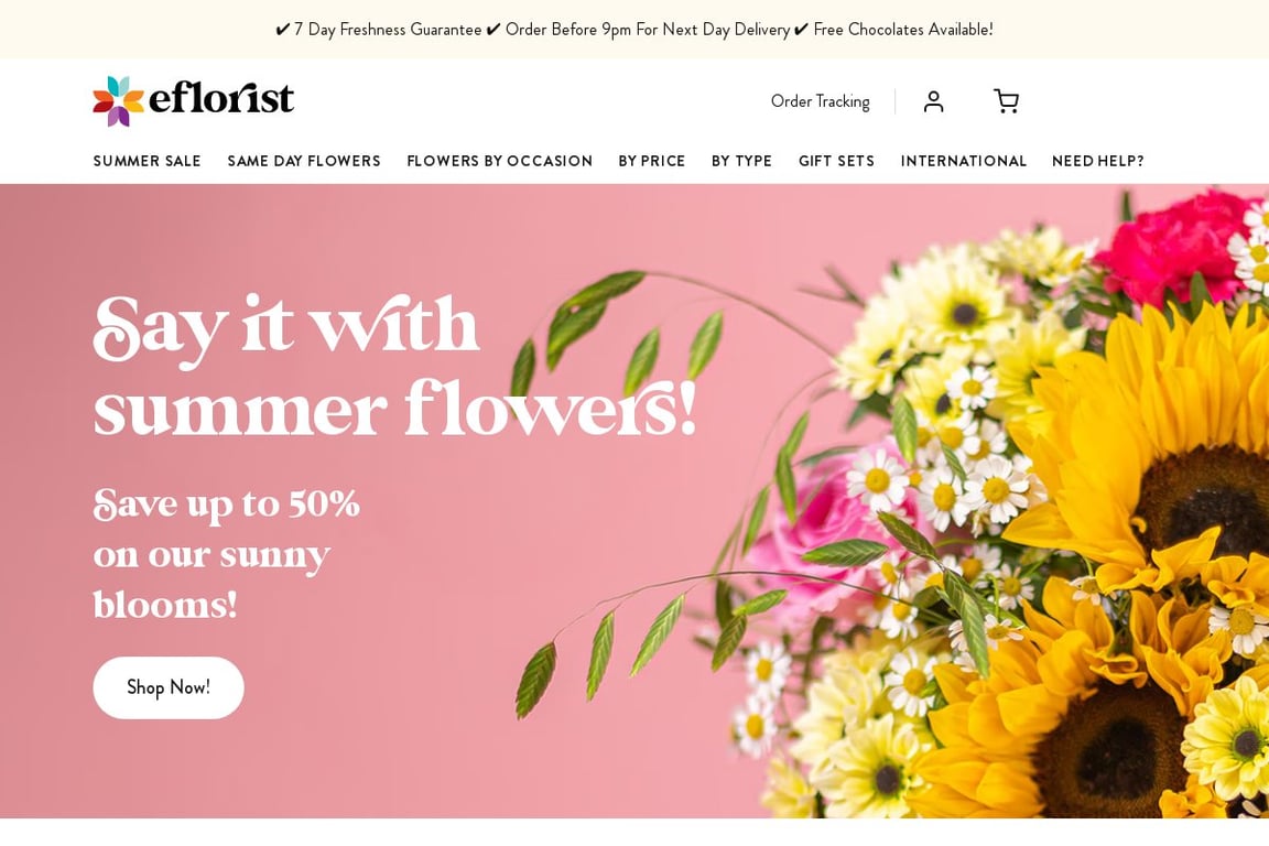 Teleflorist UK homepage