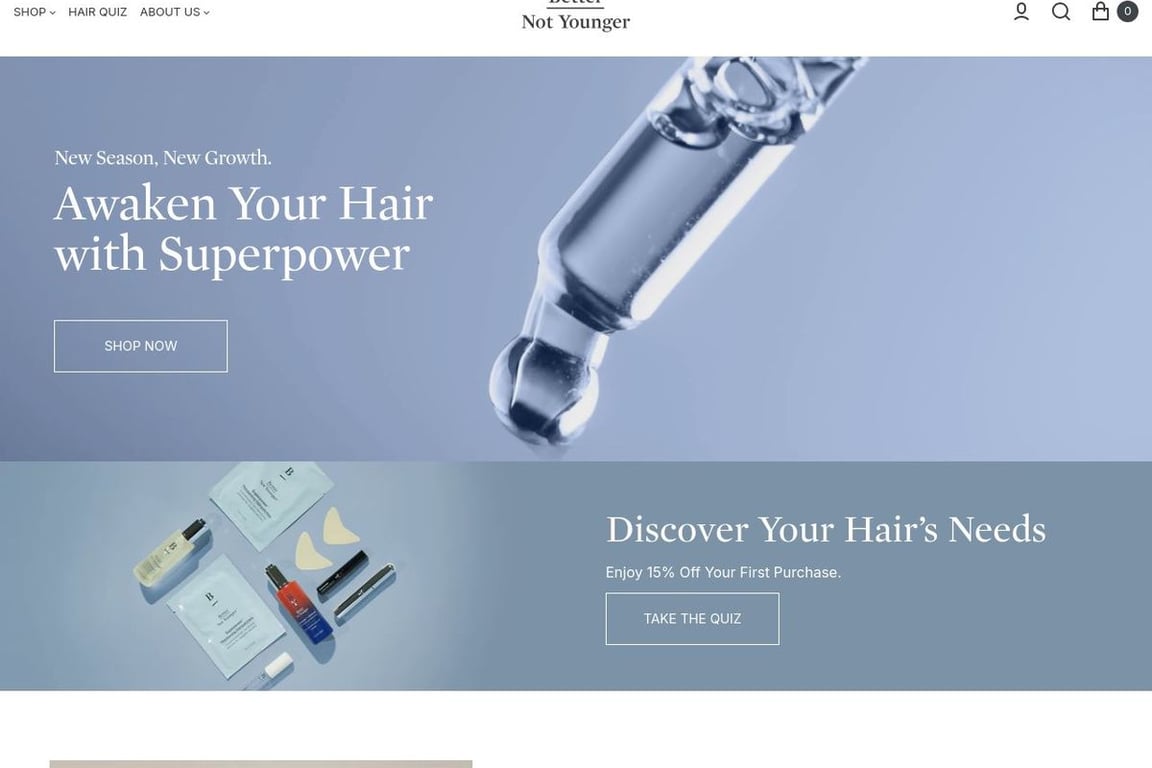 Better Not Younger homepage