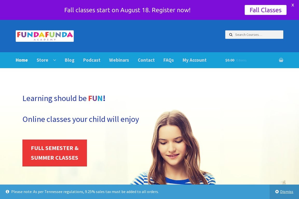 FundaFunda Academy homepage