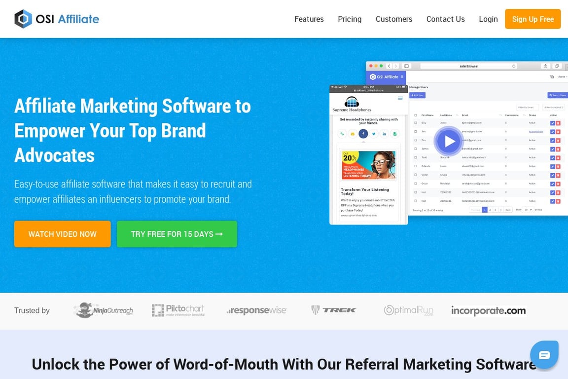 OSI Affiliate Partner homepage