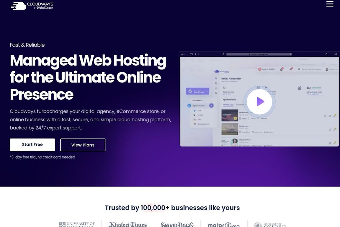 Cloudways homepage