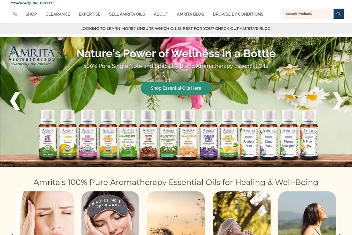 Amrita Aromatherapy homepage