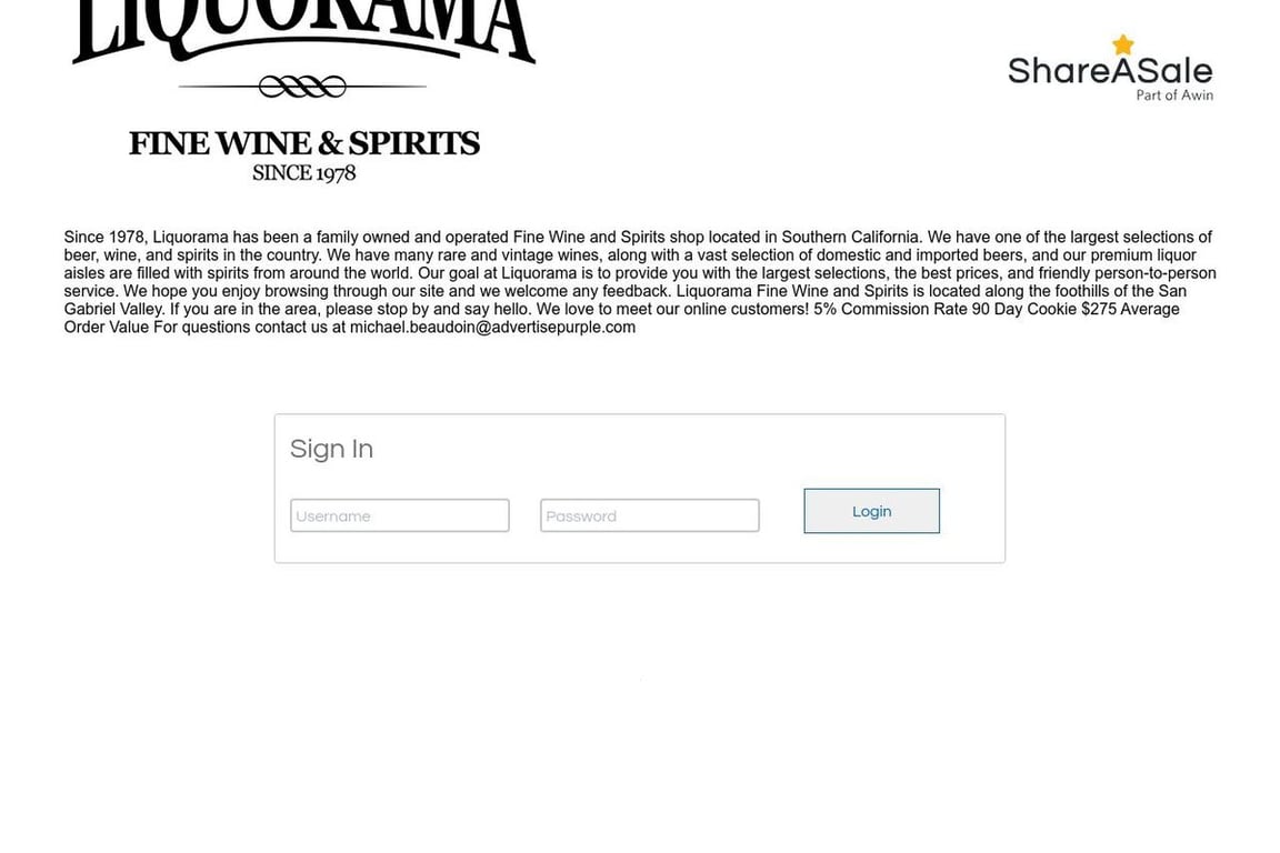 Liquorama affiliate program signup page