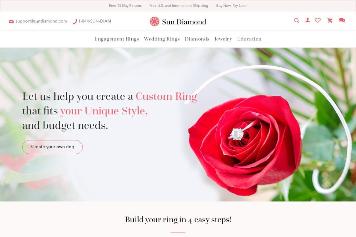 Sun Diamond Jewelry homepage