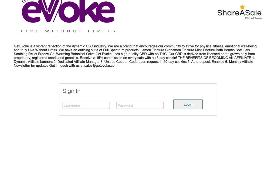 GetEvoke affiliate program signup page