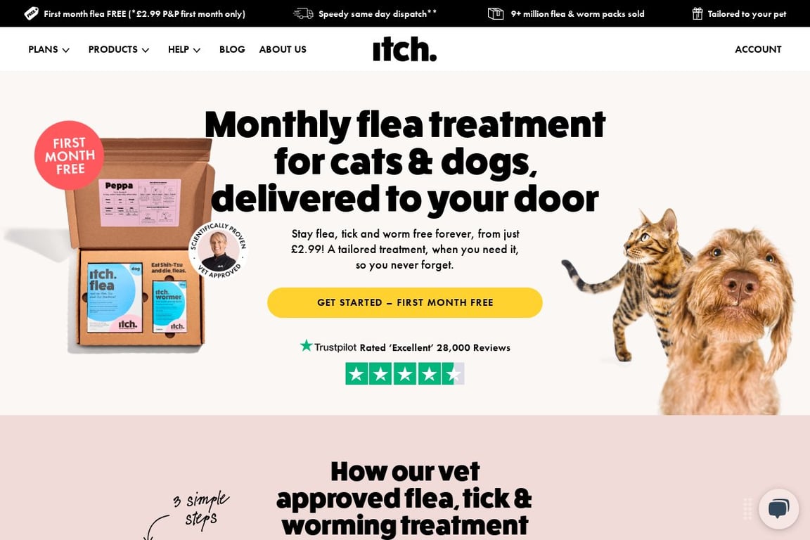 Itch Petcare homepage
