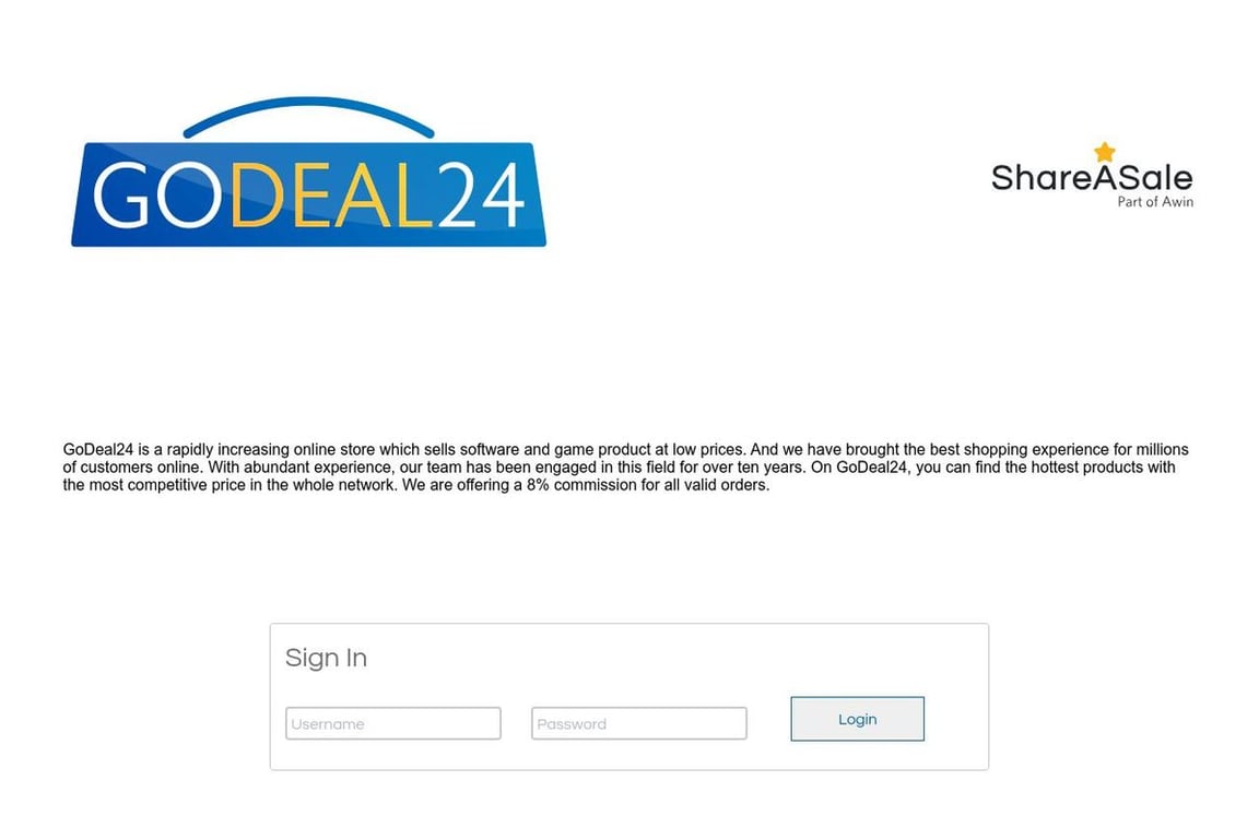Godeal24 affiliate program signup page