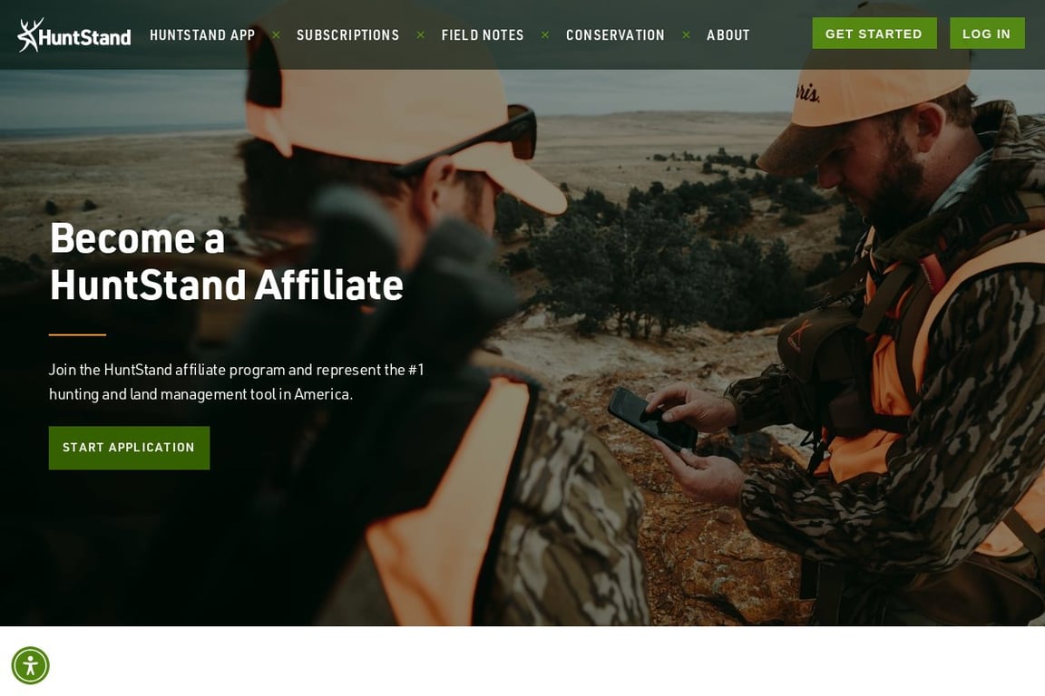 HuntStand affiliate program signup page