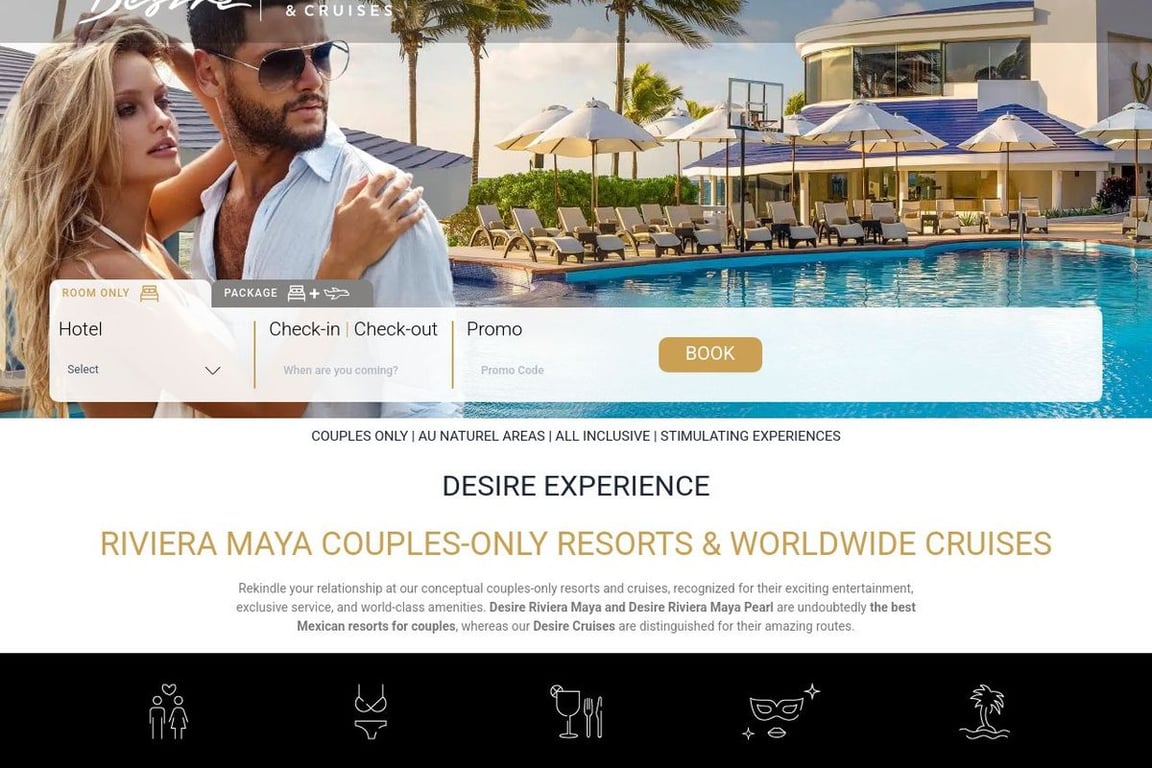 Desire Riviera Maya Resort homepage