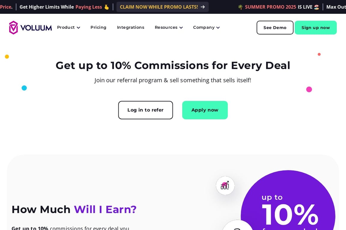 Voluum affiliate program signup page