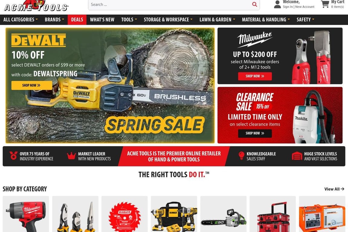 Acme Tools homepage