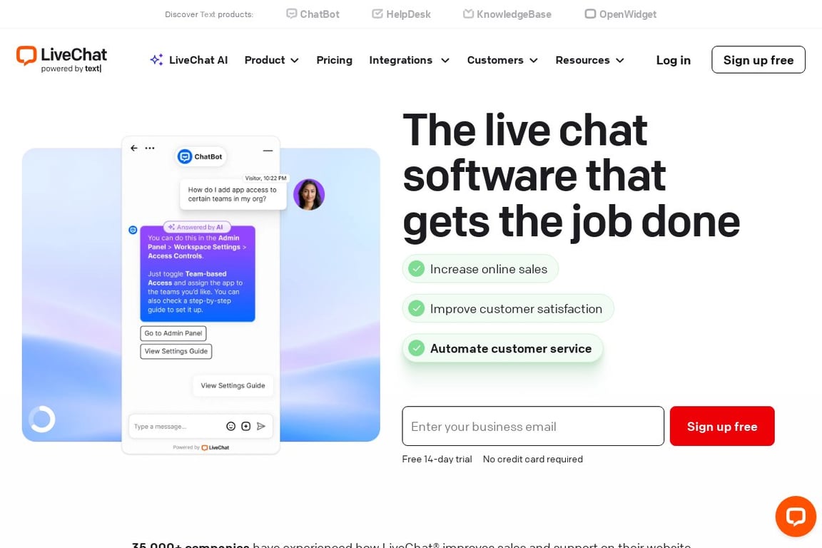 LiveChat homepage