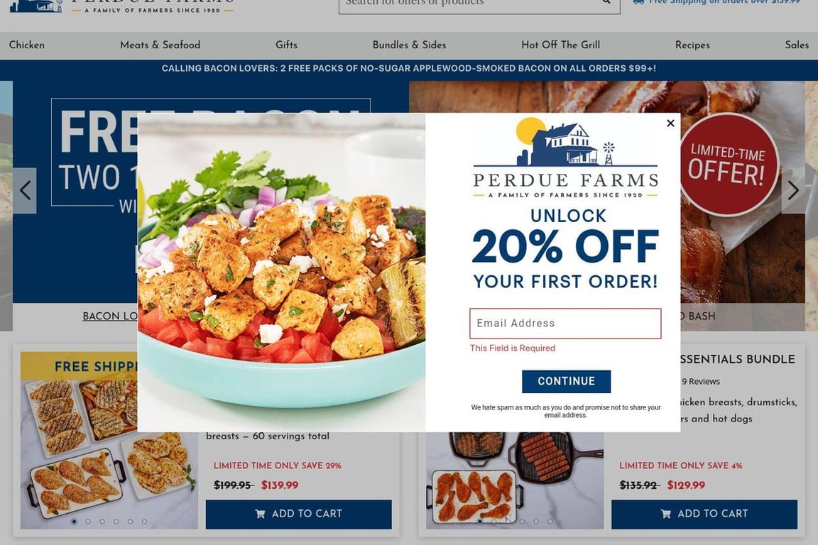 Perdue Farms Preferred homepage