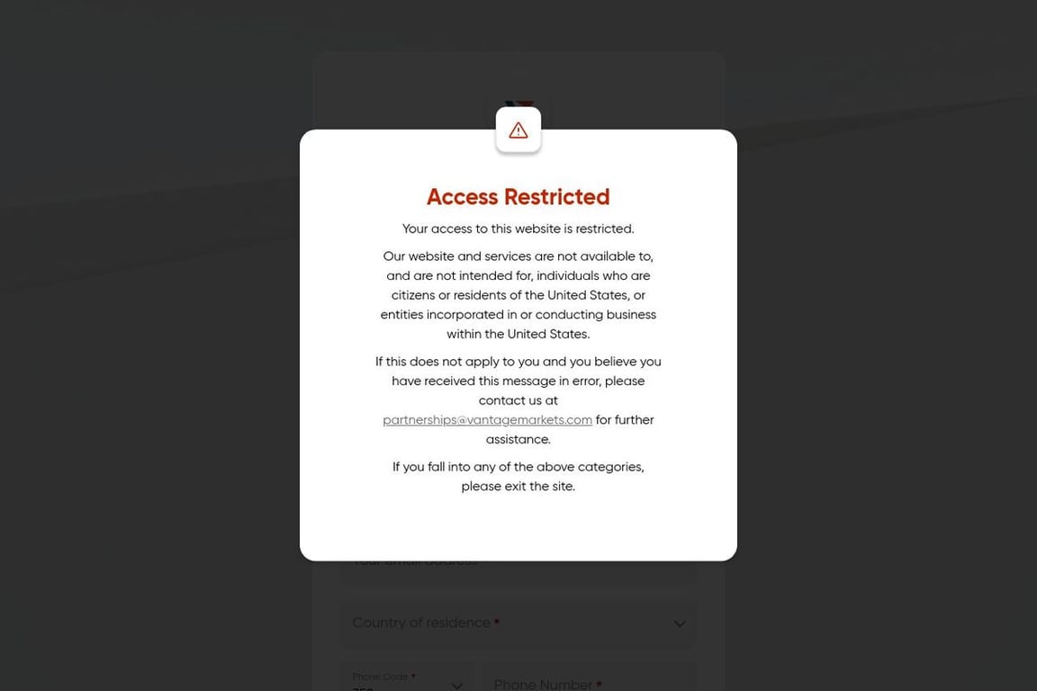 Vantage affiliate program signup page