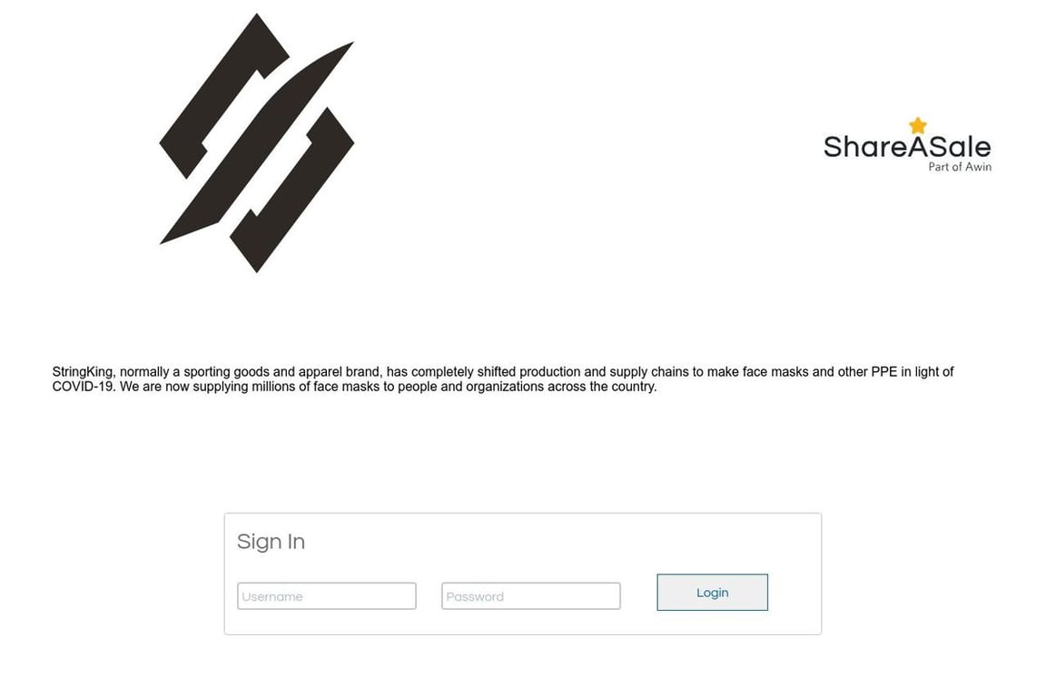 StringKing affiliate program signup page