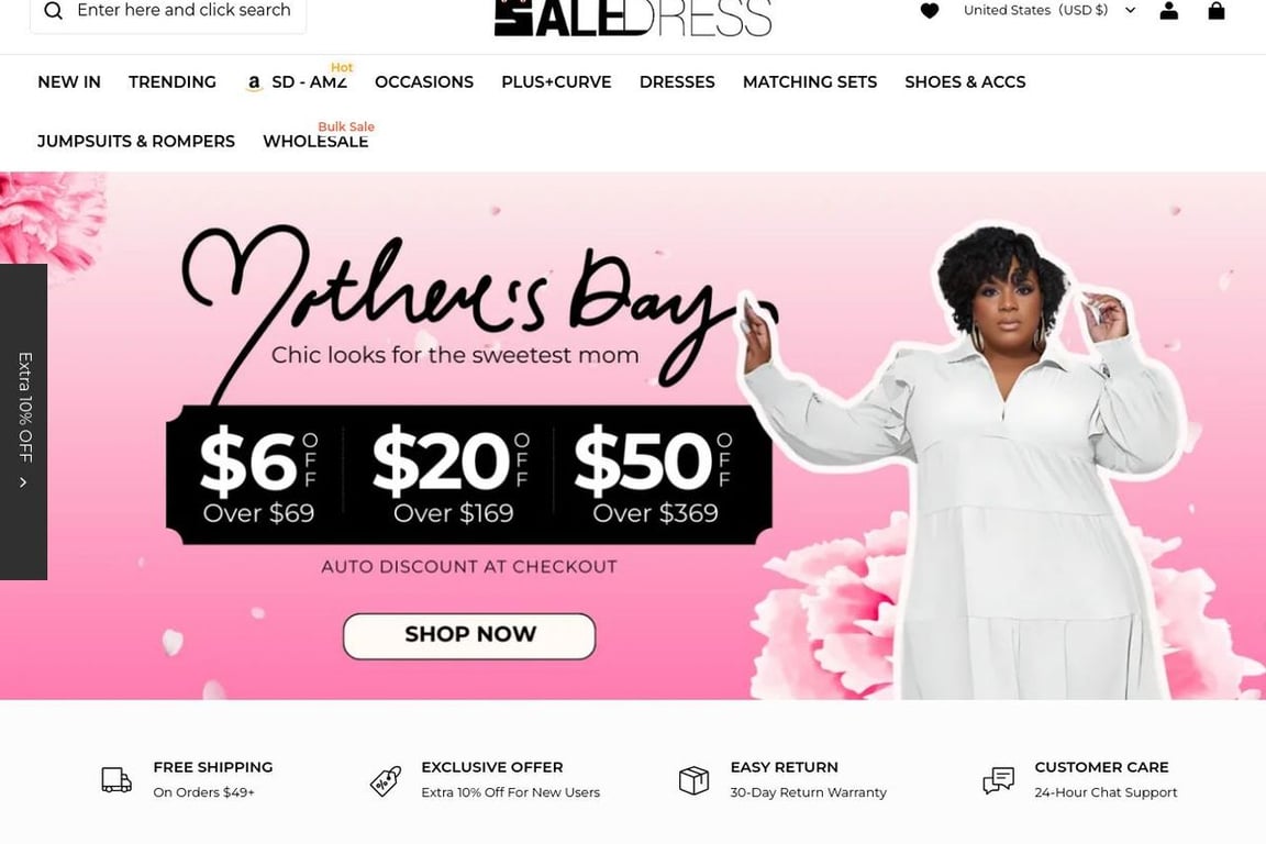 SaleDress homepage