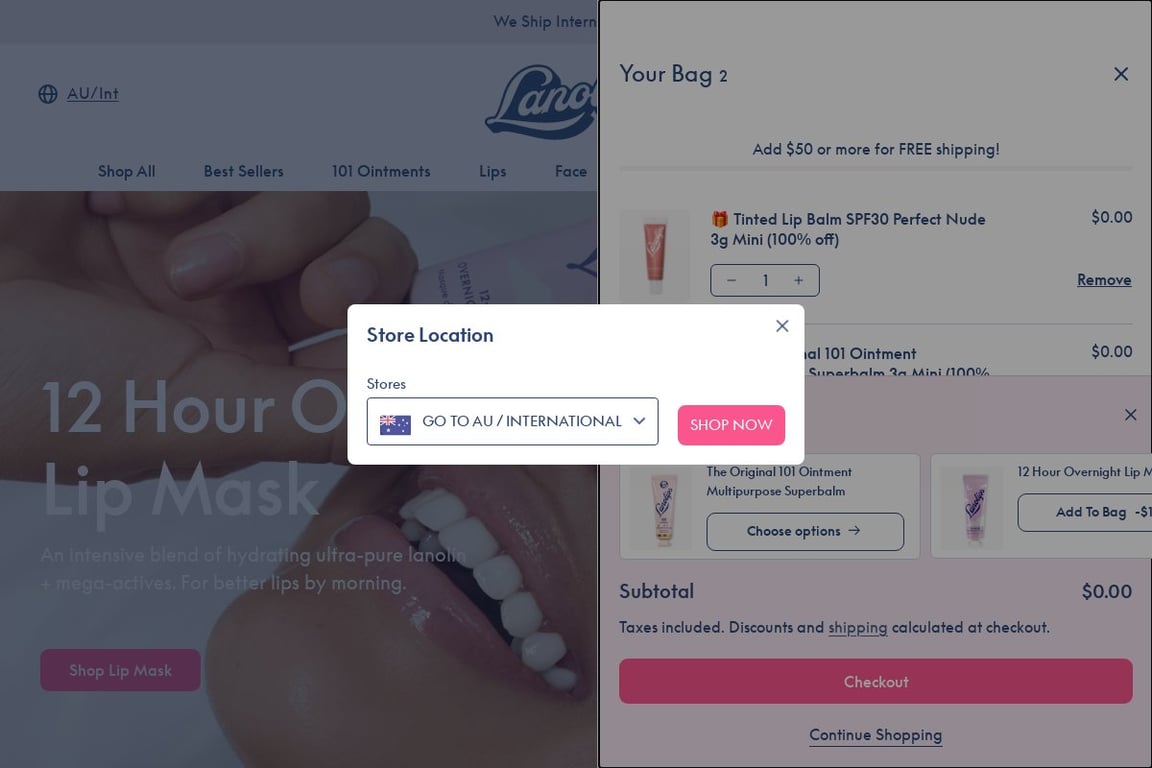Lanolips homepage