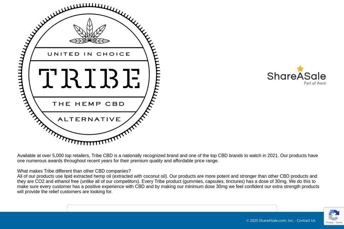 Tribe CBD affiliate program signup page
