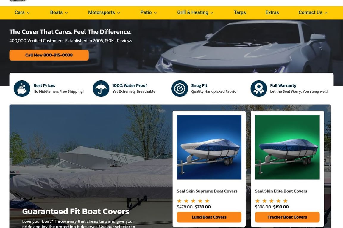 SealSkinCovers.com Car and Boat Covers homepage