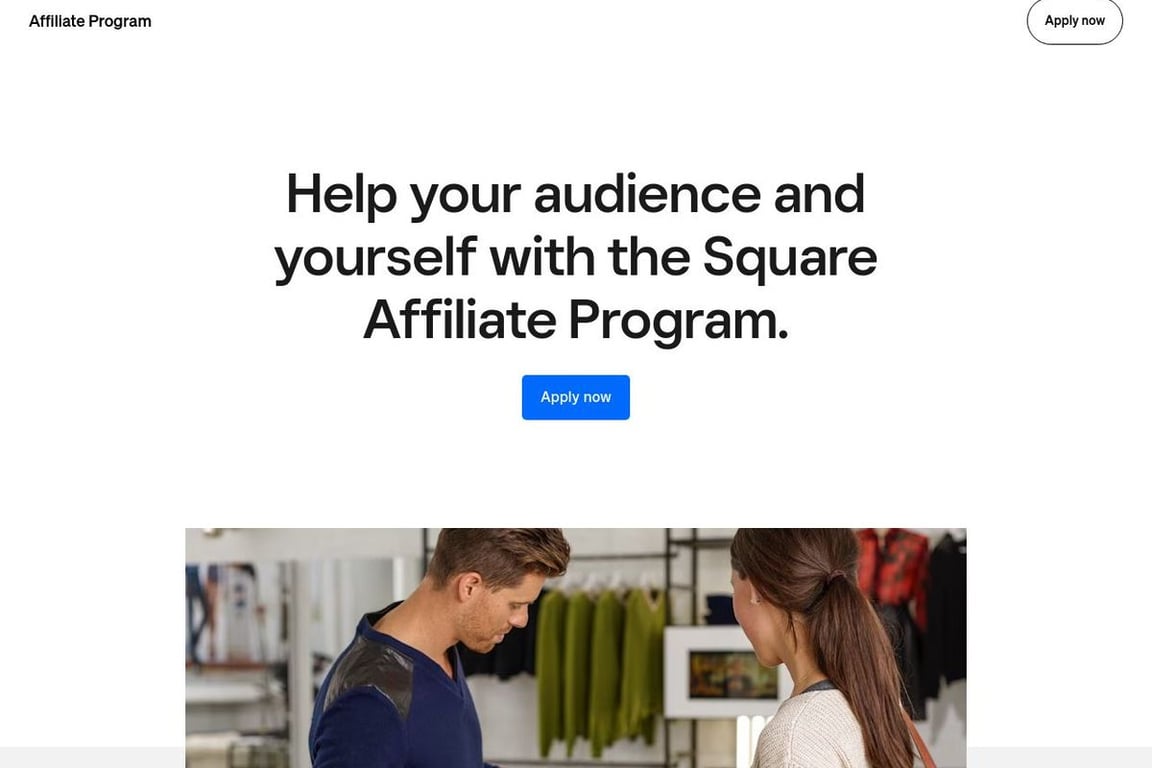 Square eCommerce affiliate program signup page