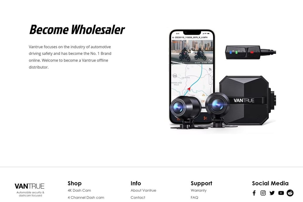 Vantrue homepage