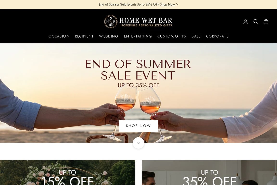 Homewetbar.com homepage