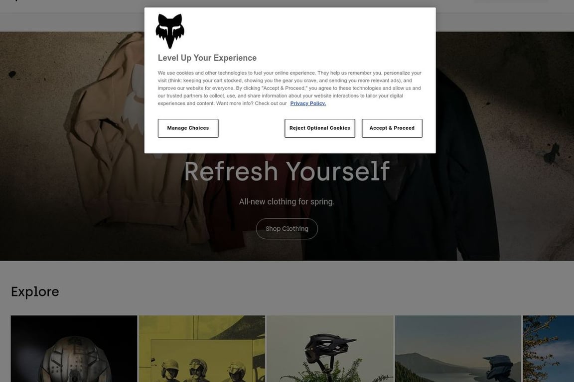Fox Racing homepage