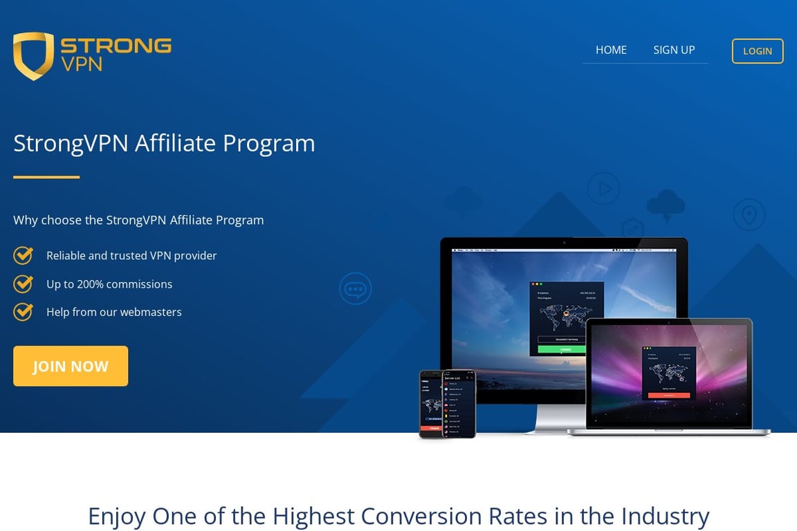 StrongVPN affiliate program signup page