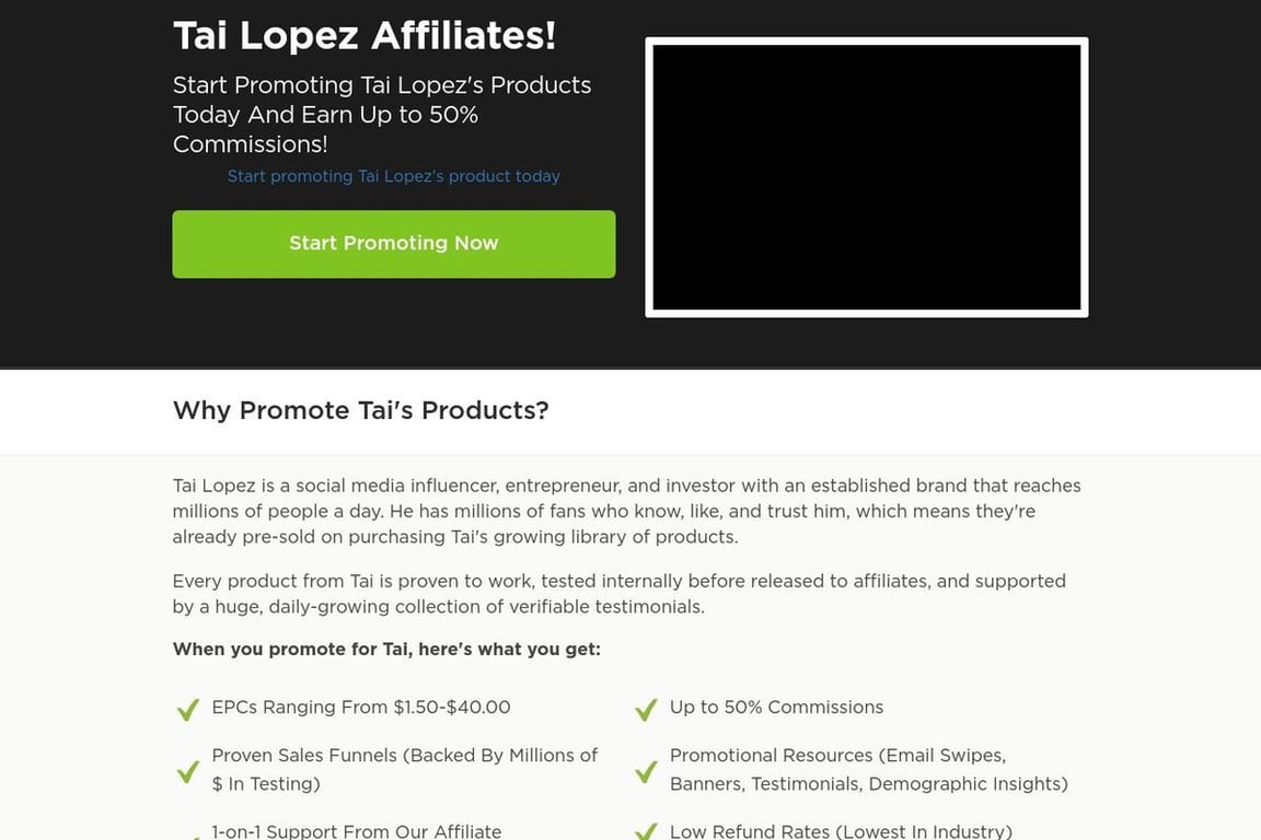 Tai Lopez Affiliates affiliate program signup page