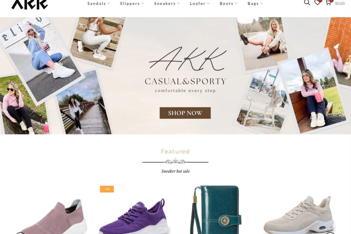 Akk Shoes homepage