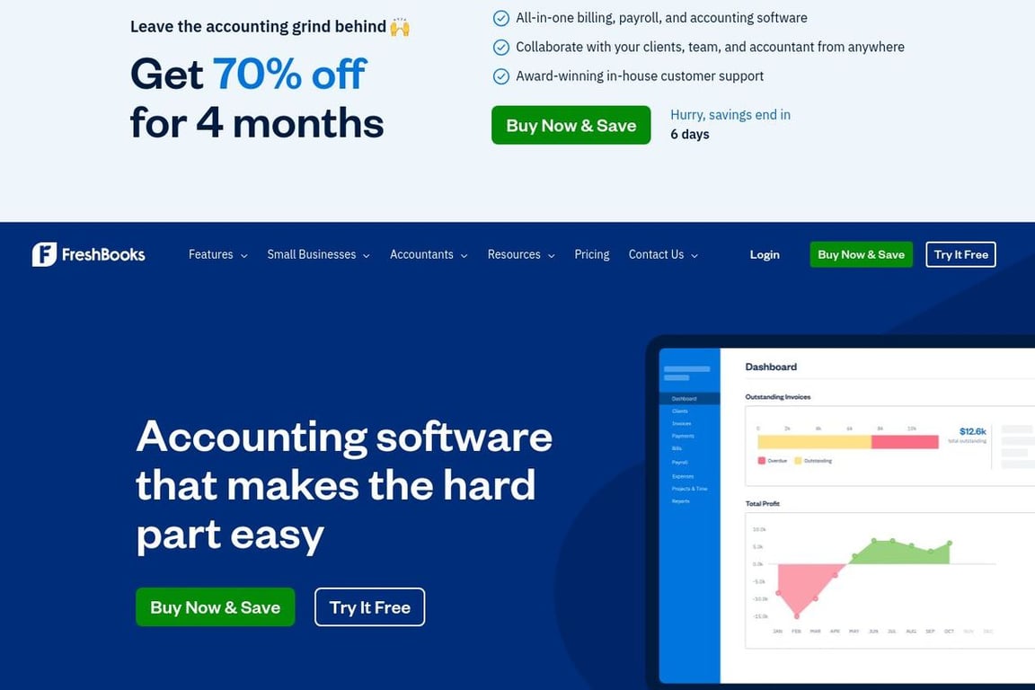 FreshBooks homepage