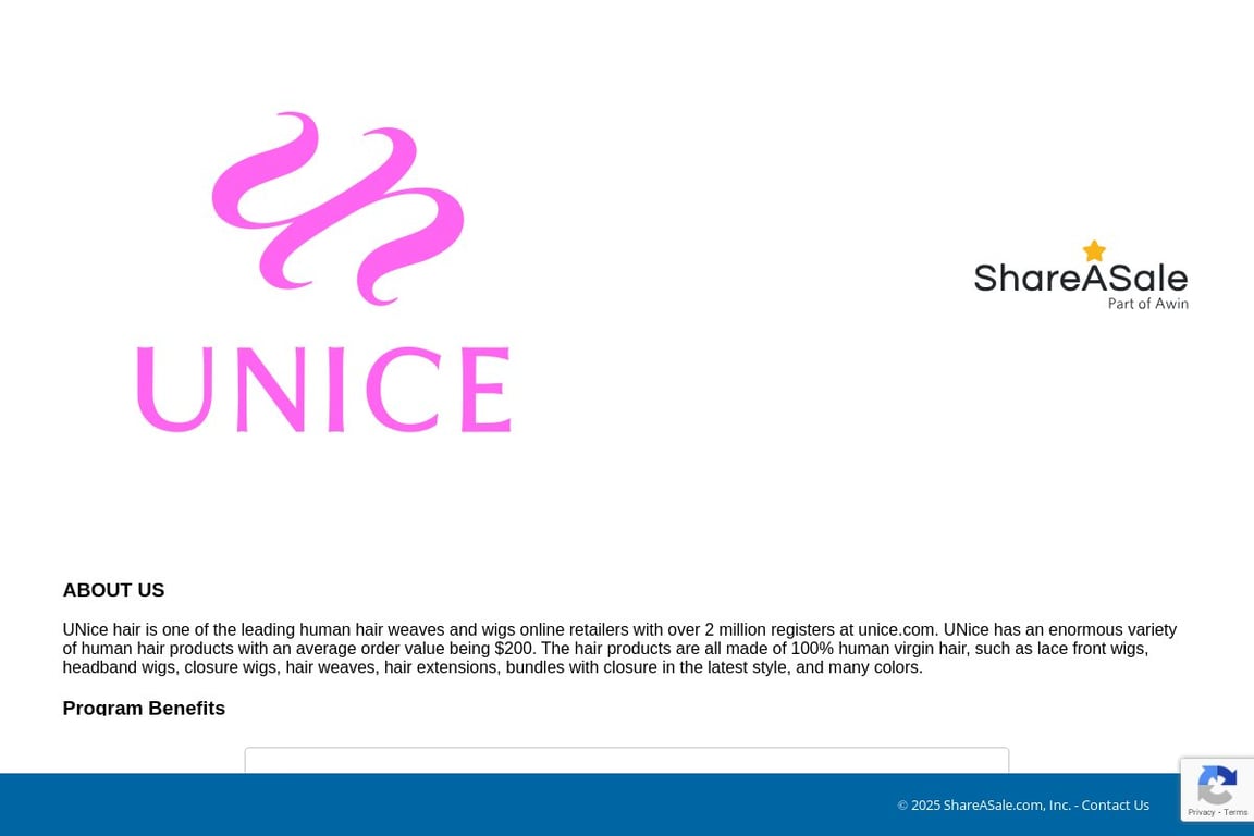 UNice affiliate program signup page