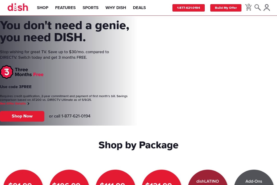 Dish Network homepage