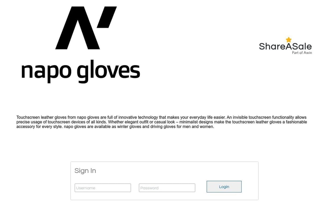 Napo affiliate program signup page