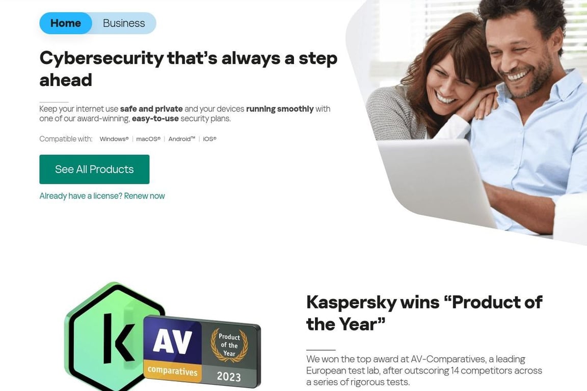 Kaspersky homepage