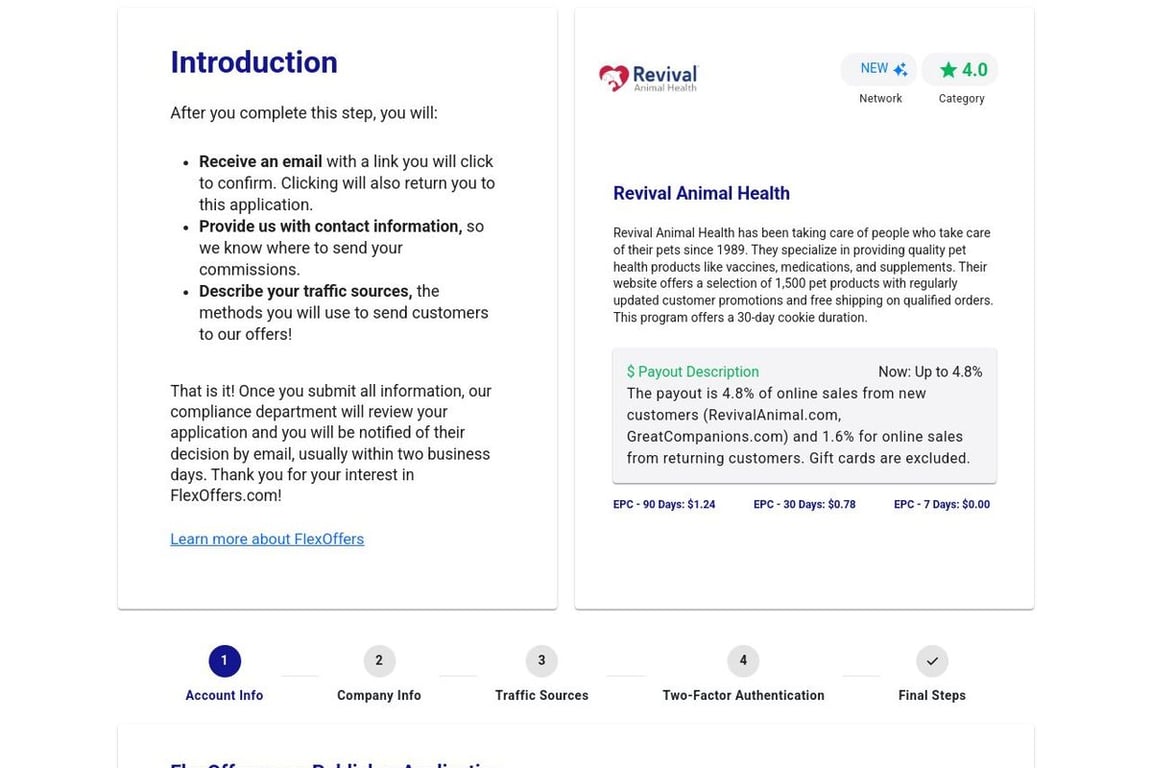 Revival Animal Health affiliate program signup page