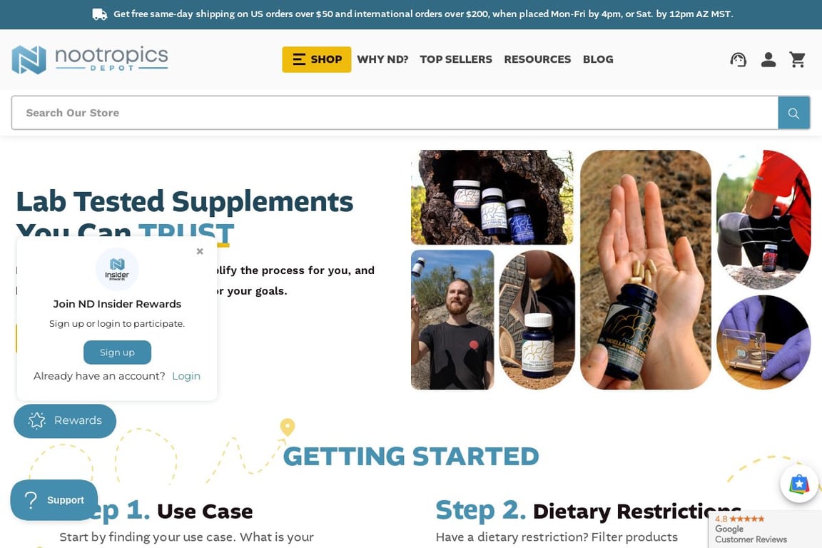 Nootropics Depot homepage