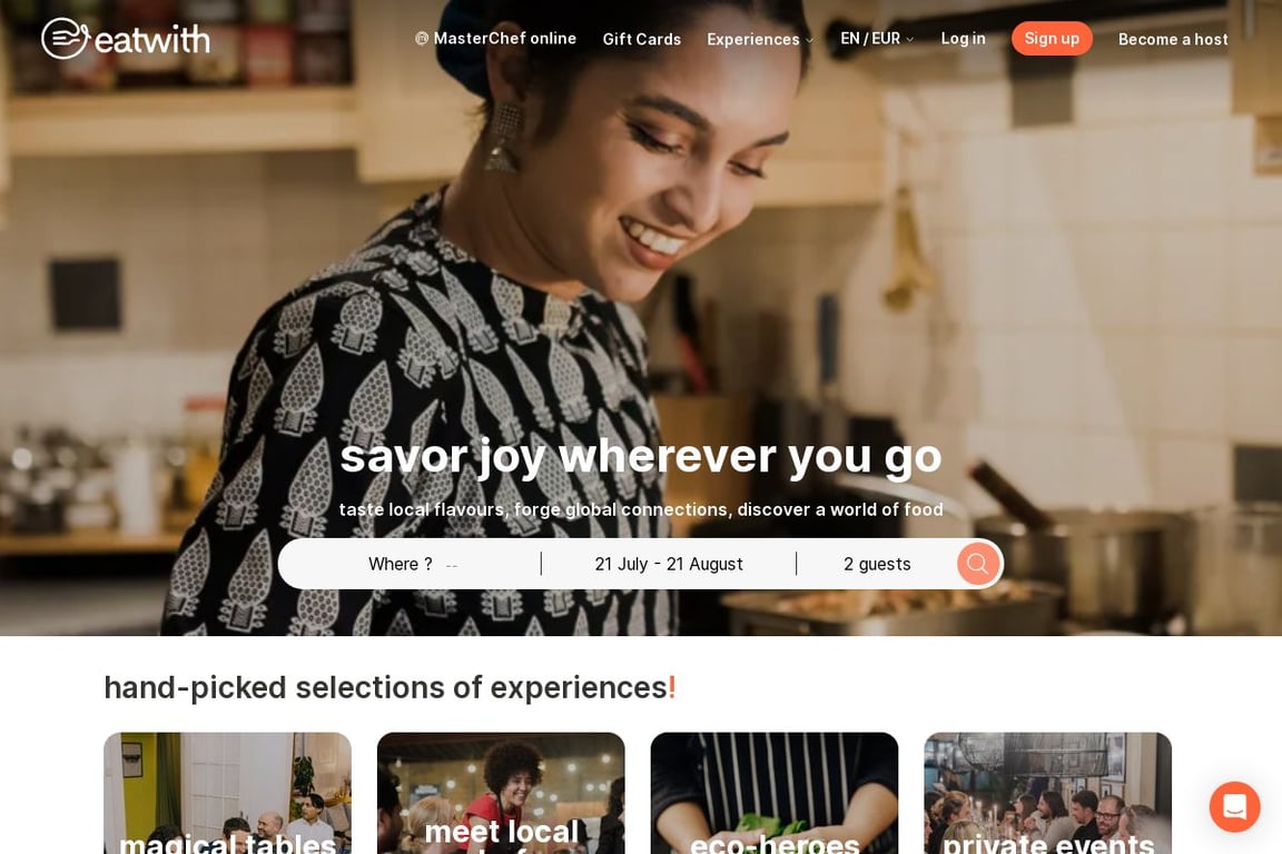 Eatwith (US) homepage