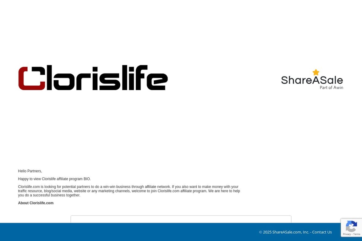 Clorislife affiliate program signup page