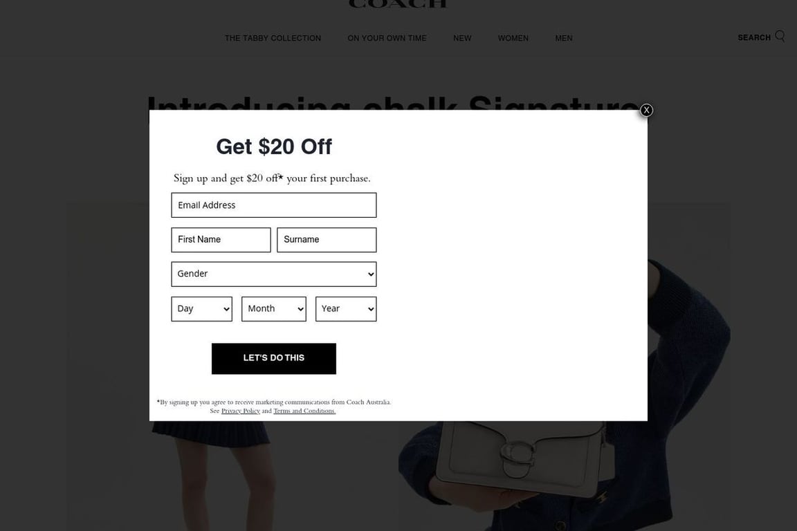 COACH AU homepage