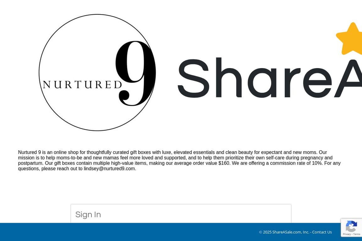 Nurtured9 affiliate program signup page