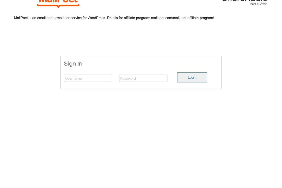 MailPoet affiliate program signup page